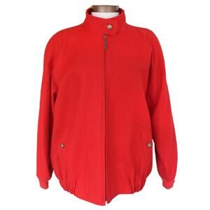Pendleton Vintage Wool Zip Front Bomber Jacket in Red Oversized